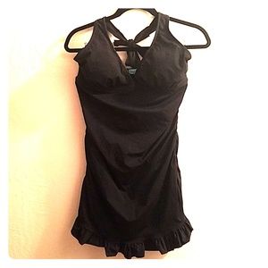 Black Spanx Halter Swimdress